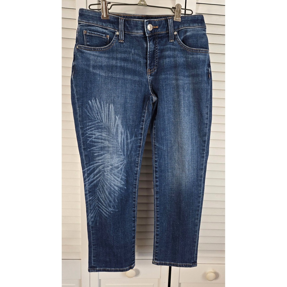 Chico's Womens Jeans size 2p Fern Design So Sliming Girlfriend Slim Leg Crop str